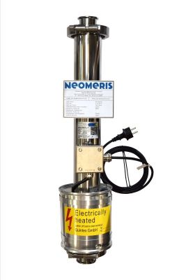 Ozon Destruct 20 - katalytischer Restozonvernichter (0–20 Nm³/h), Frontansicht mit Kabel an der rechten Seite, mit Typenschild 